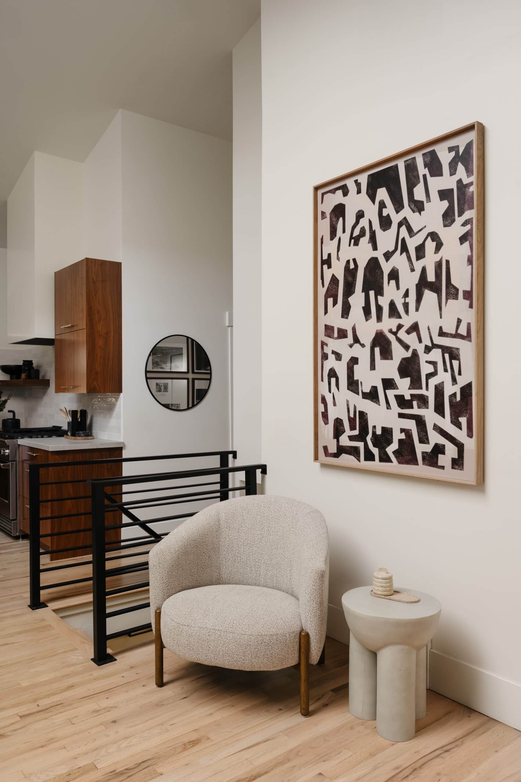 Sculptural accent chair in the living room