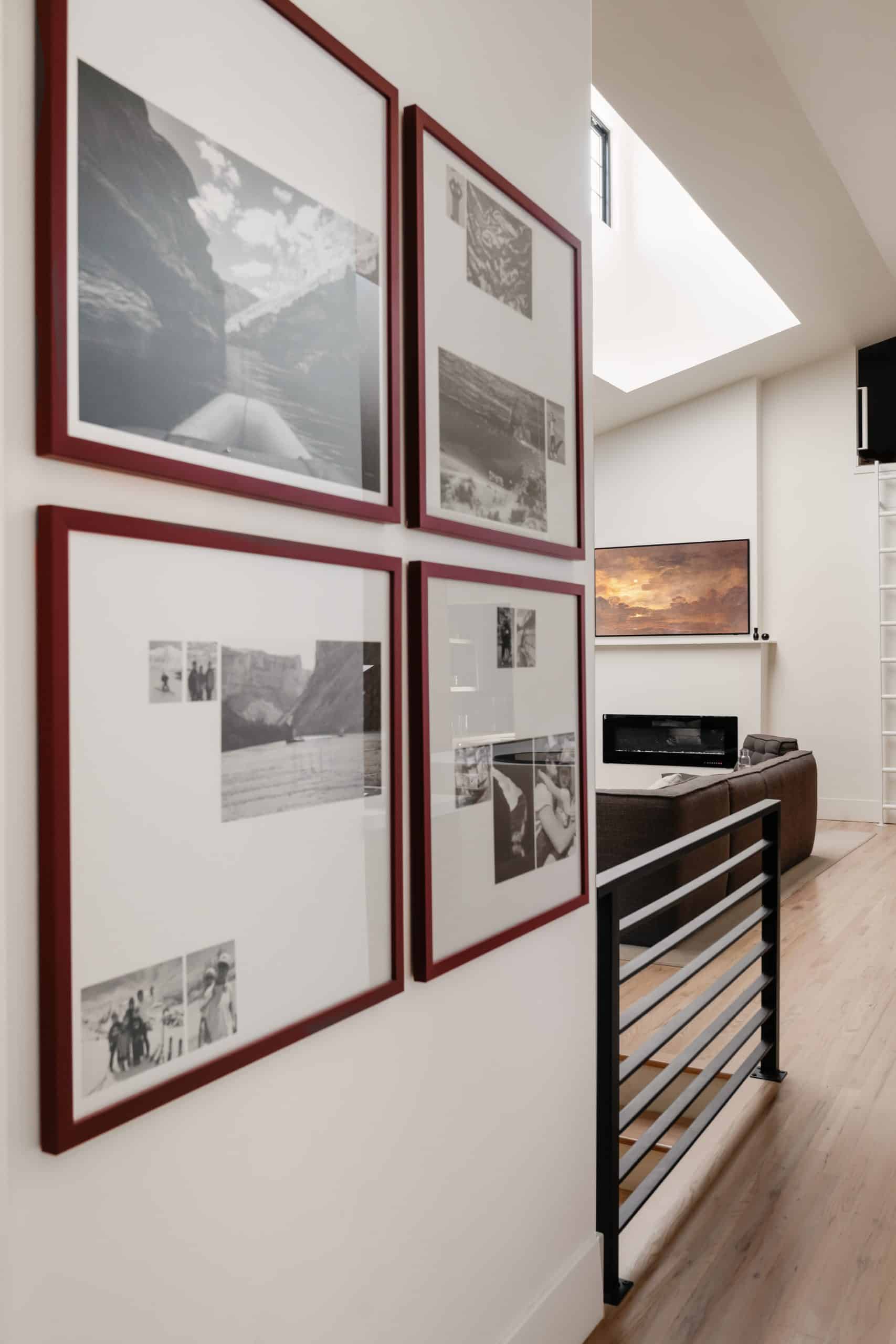 Framed artwork styled against the wall