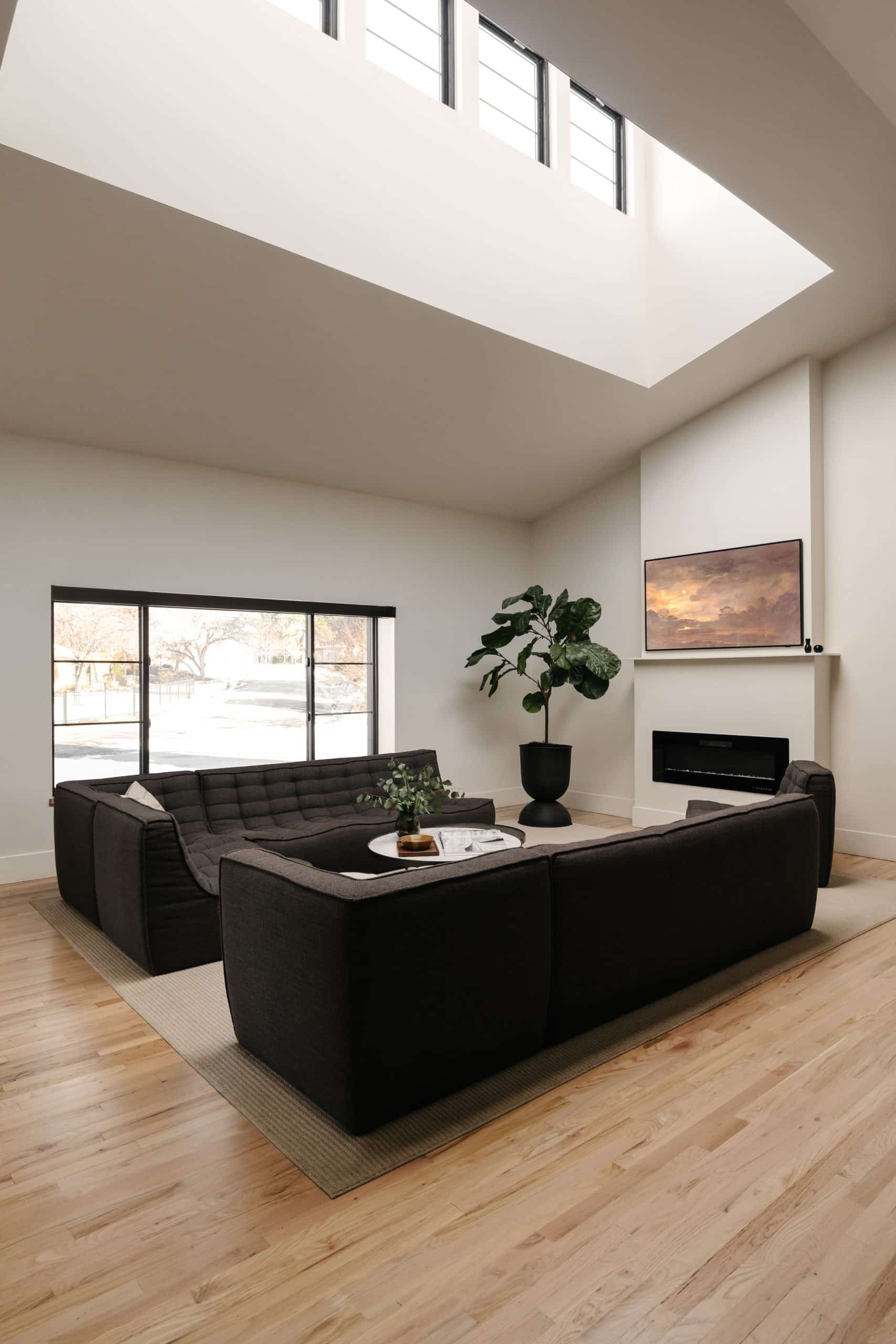 Living room seating area with sectional sofa
