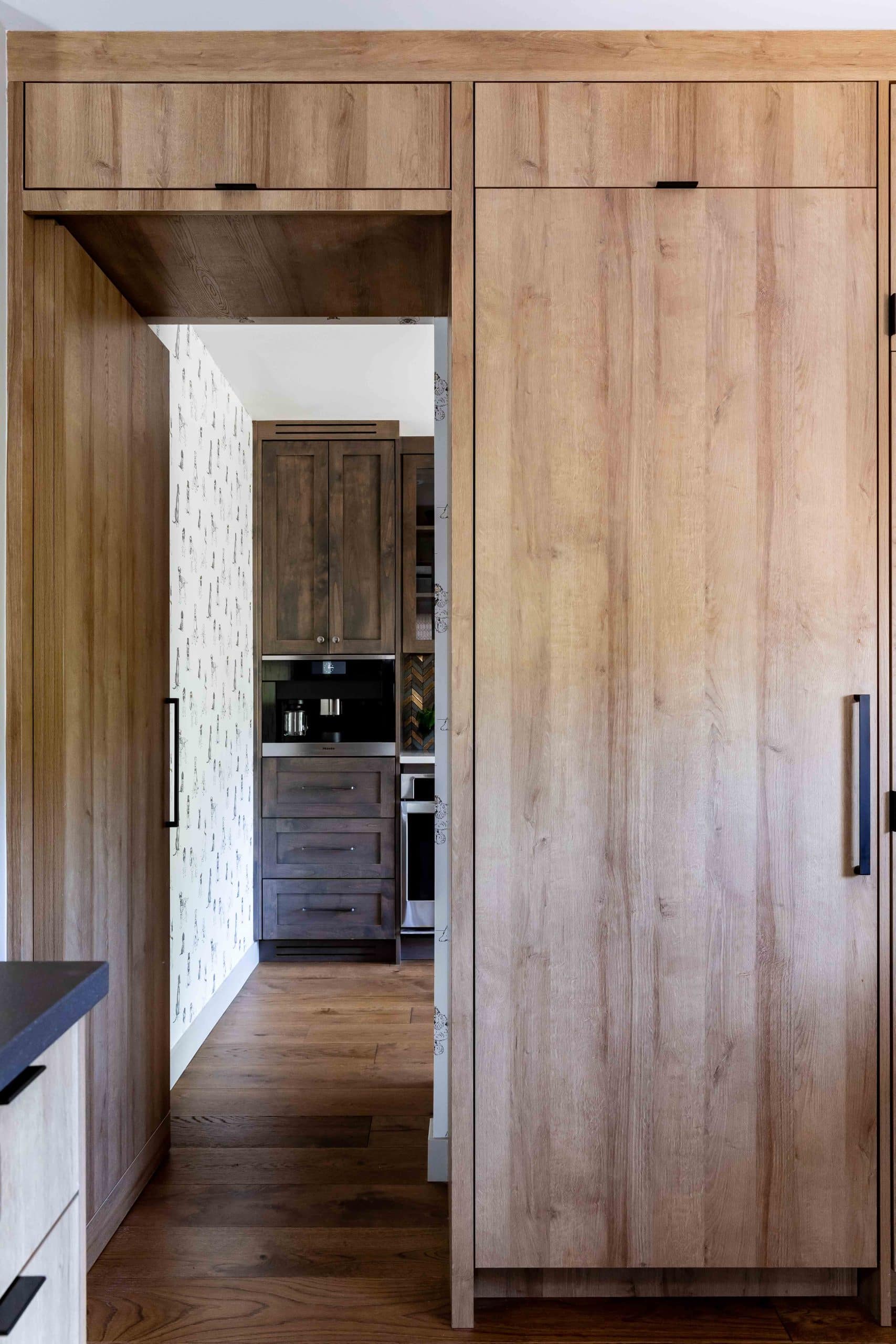 Hidden pantry with the door open