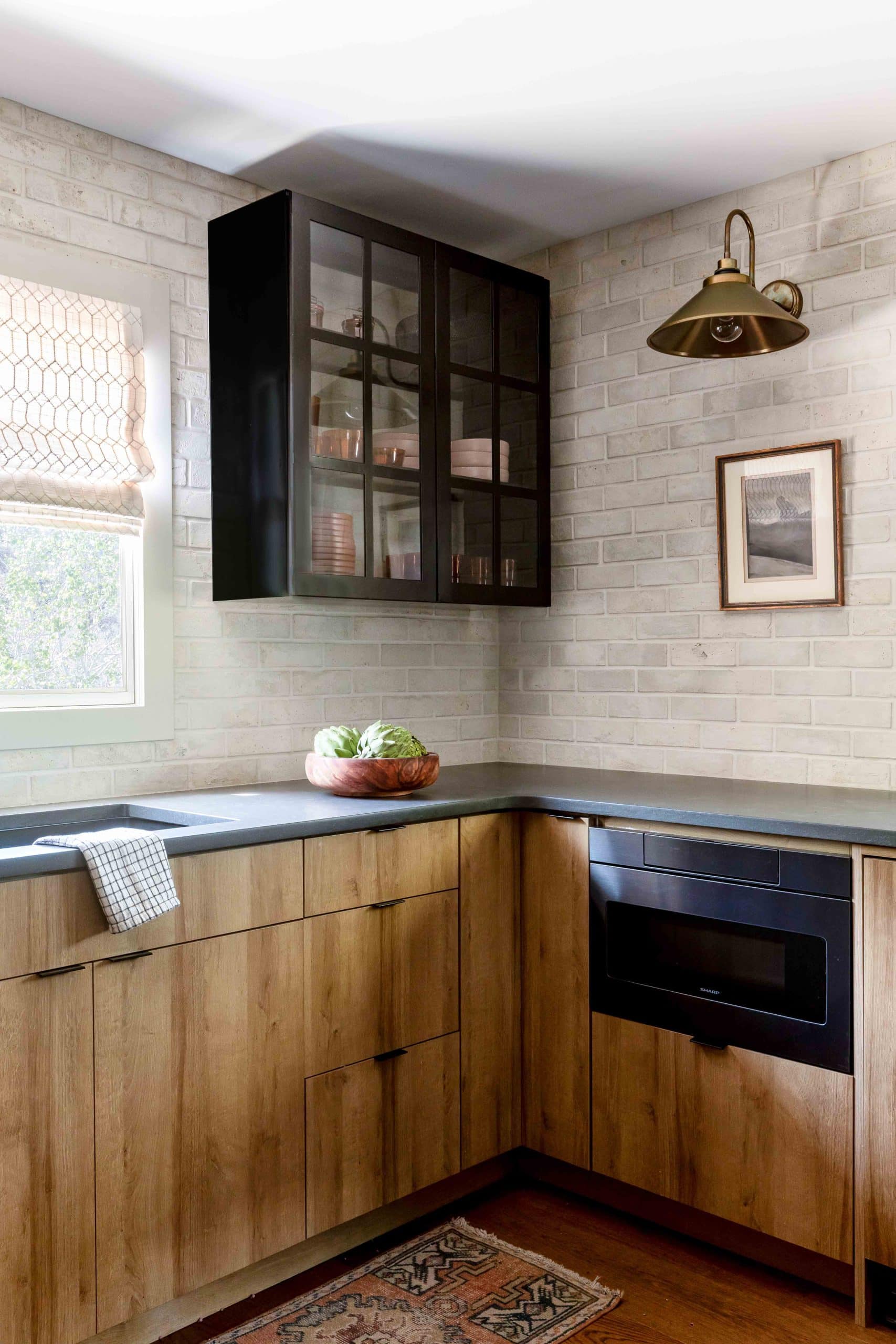 Angled corner view of the kitchen