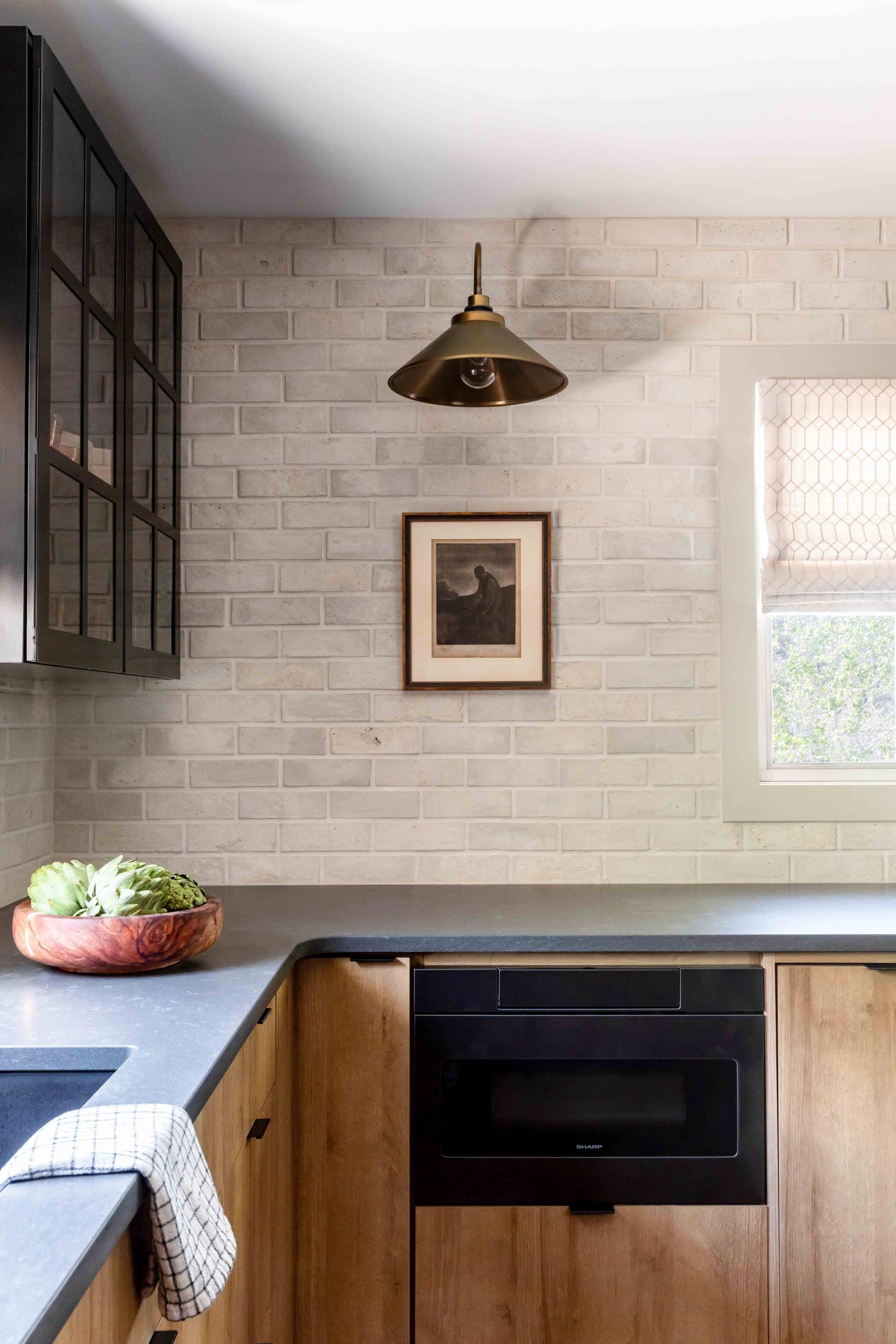 Straight-on view of the kitchen corner